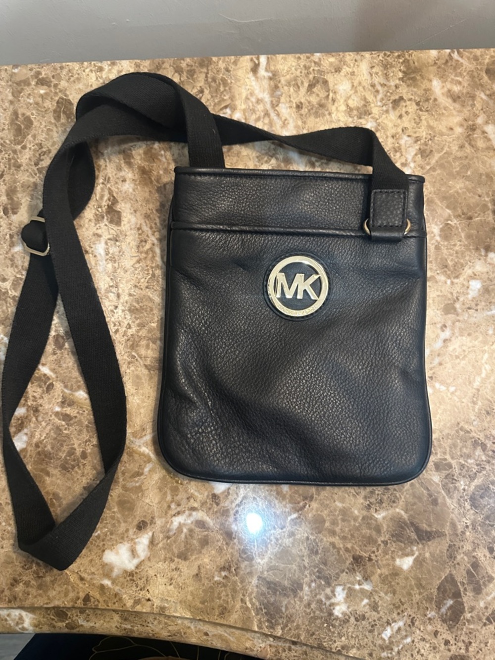Michael Kors Black Pebbled Leather Messenger Crossbody